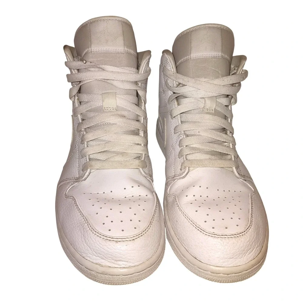 Nike Air Jordan 1 Mid Triple White Mens Size 11 Sneakers 554724-130 Leather 2020